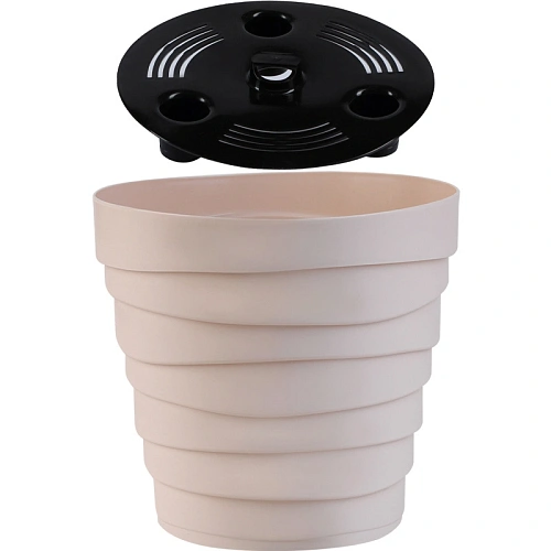 Кашпо для цветов пластиковое 2,25л d-18см Бархан Кремовый_2