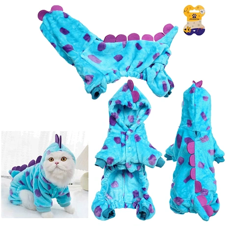 Комбинезон зимний для мелких и средних пород собак "DOG DINO", цвет голубой, размер S