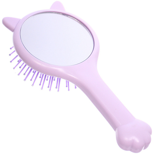 Расчёска массажная с зеркалом детская КАТИКОТИК, цвет лавандовый, 16см (коробка PVS)_3