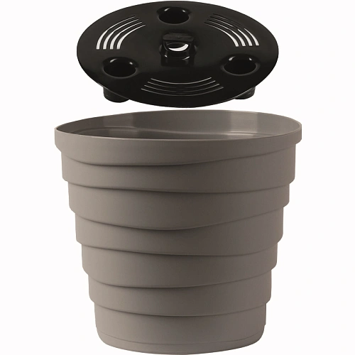 Кашпо для цветов пластиковое 0,9л d-13,2см Бархан Серый жемчуг_2