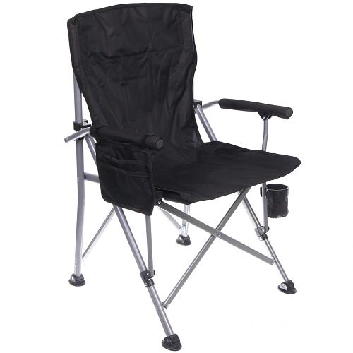Кресло складное с подлокотниками до 100 кг SJ-0054, 58*58*92 см, цвет: чёрный, ТуристМастер