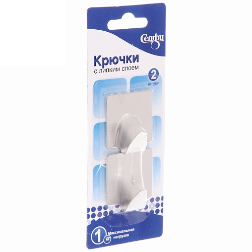 Набор крючков с липким слоем Селфи нержавейющая сталь (2шт, нагрузка 1кг) 1402-4_3