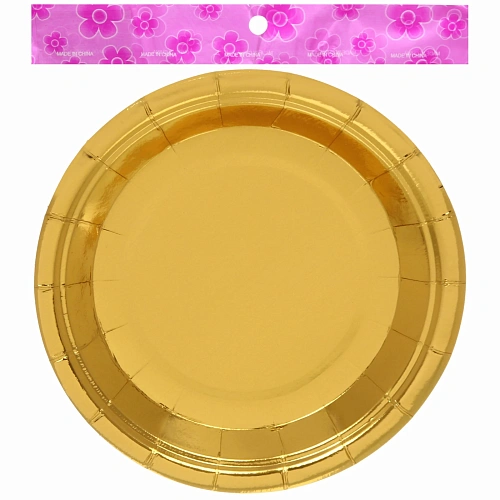 Тарелка бумажная 18 см в наборе 10 шт Диско желтая_3