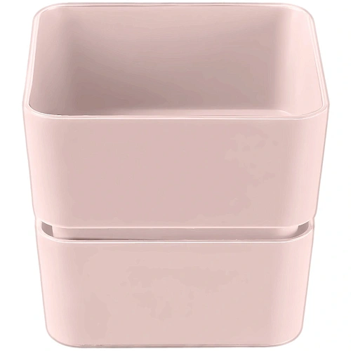 Кашпо для цветов пластиковое 0,45л 9,6*9,6*8,6см "Фиори" Арт Бежево-розовый