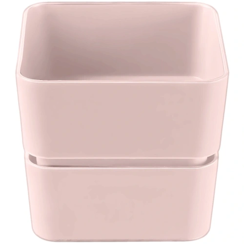 Кашпо для цветов пластиковое 0,45л 9,6*9,6*8,6см "Фиори" Арт Бежево-розовый