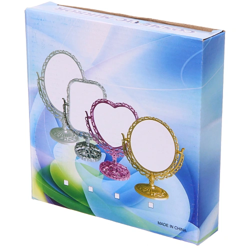 Зеркало настольное в пластиковой оправе Версаль - Круг, цвет серебро, двухстороннее, с увеличением, 22см_7