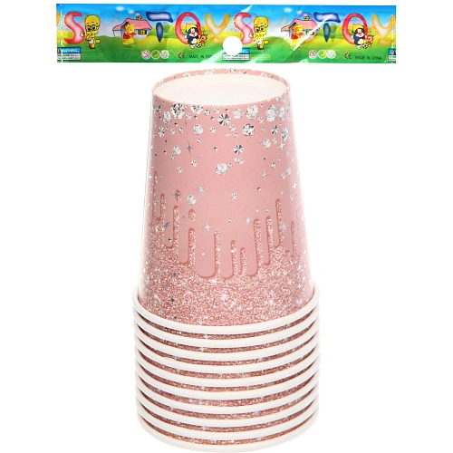 Стакан бумажный 0,2л в наборе 10 шт Галактика, Розовый_3