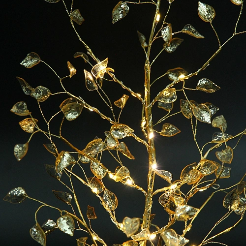 Дерево декоративное Зимнее чудо 50 cм, (с подсветкой на батарейках 2хАА), Золото_3