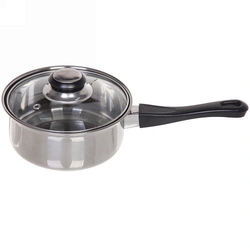 Ковш из нержавеющей стали "Cook" 1л со стеклянной крышкой 16*7см