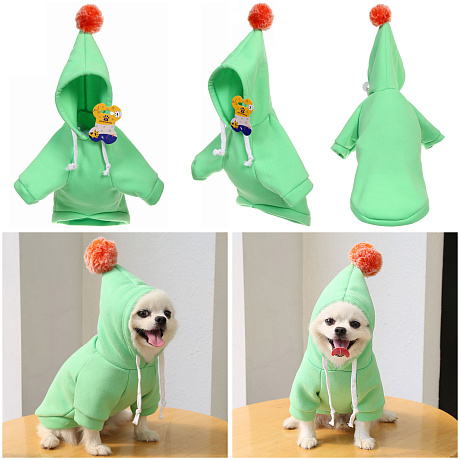 Кофта - толстовка с капюшоном для собак мелких пород "МОДНЫЙ БРО", бон бон, цвет мятный, размер XL (22*27*46см) Ultramarine