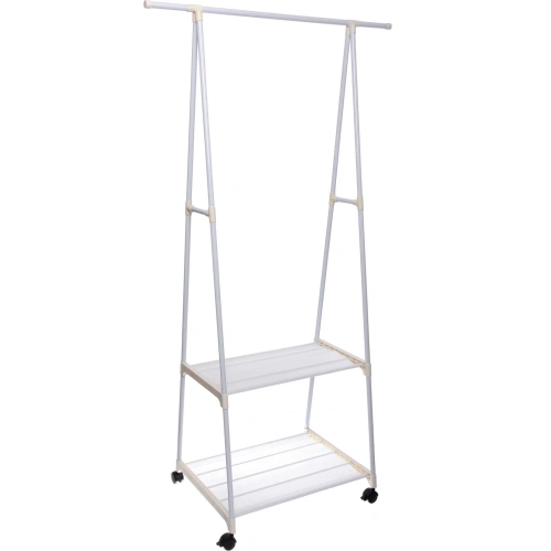 Вешалка гардеробная напольная на колёсах с полкой "ПЕРФЕКТХАУС", цвет белый, нагрузка 15кг и 5кг на полку, 55*42*160см