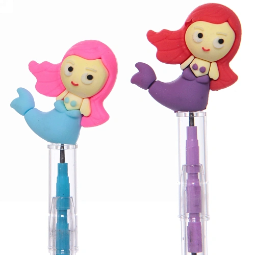 Карандаш чернографитный Русалочки, 10 секций, ТМ, микс 4 цвета, 16,5см_7