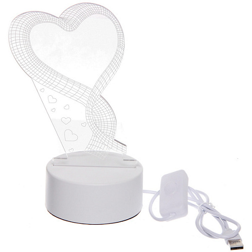 Светильник ночник 3D-HEART на пластиковой подставке, с включателем USB_2