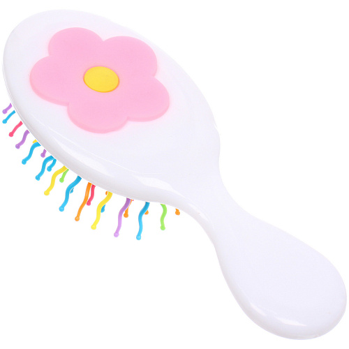 Расческа массажная детская и 2 резинки МИЛА, ромашка, цвет белый, 145,5см (пакет с подвесом)_3