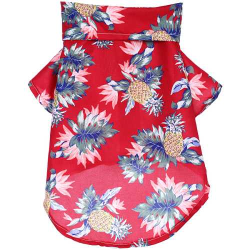 Рубашка для собак и кошек малых и средних пород СТИЛЬНЫЙ БРО, цвет красный, принт ананасы с цветами, размер XL_5