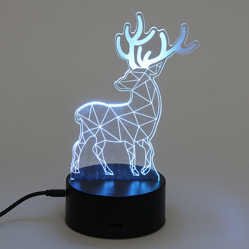 Светильник ночник 3D-Олень на пластиковой подставке, с включателем USB_4