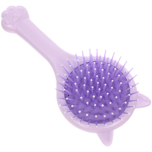 Расчёска массажная с зеркалом детская КАТИКОТИК, цвет лавандовый, 16см (коробка PVS)_5