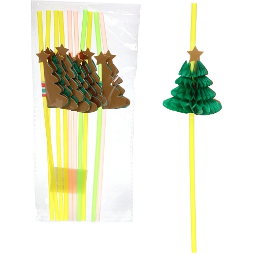 Трубочка для коктейля Ёлочка, 24 см, d-5 мм (набор 10 шт), микс_2