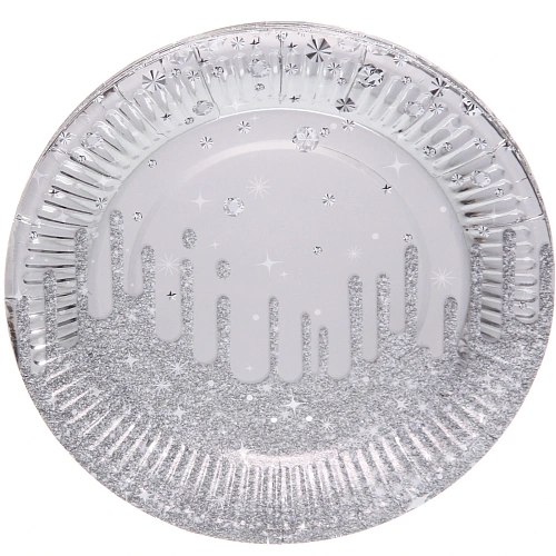 Тарелка бумажная 18 см в наборе 10 шт "Галактика", Серебро