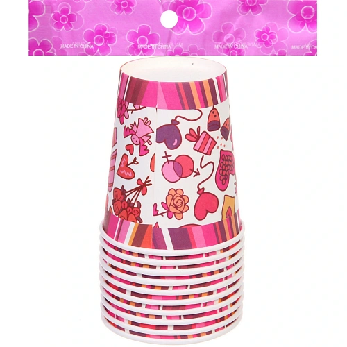 Стакан бумажный 0,2л в наборе 10 шт Heart_3