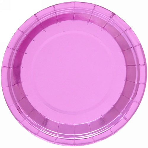 Тарелка бумажная 18 см в наборе 10 шт "Диско", Розовая