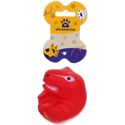 Игрушка резиновая с пищалкой Динозаврик, цвет красный, 5,57,5см (лейбл)_3