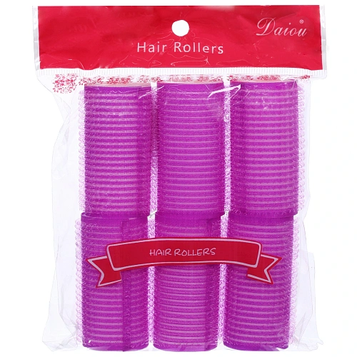 Бигуди-липучки с поролоном для сна мягкие 6шт Безупречные Локоны, цвет фуксия, 63см_4