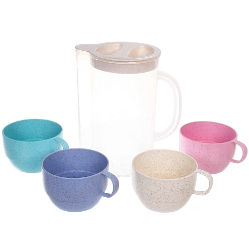 Кувшин пластиковый 1,6л ЭкоЛайф в наборе с 4-мя стаканами 300мл_3