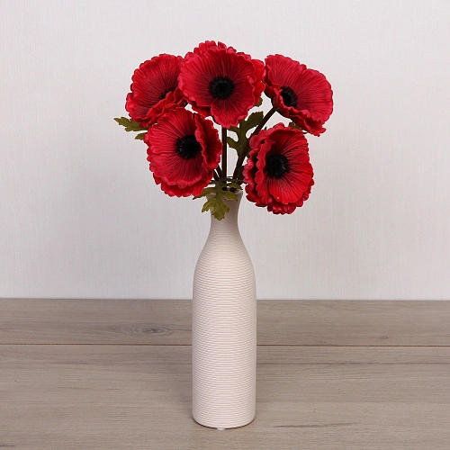 Цветы искусственные Natur 30см Маки 5шт бордовые_5