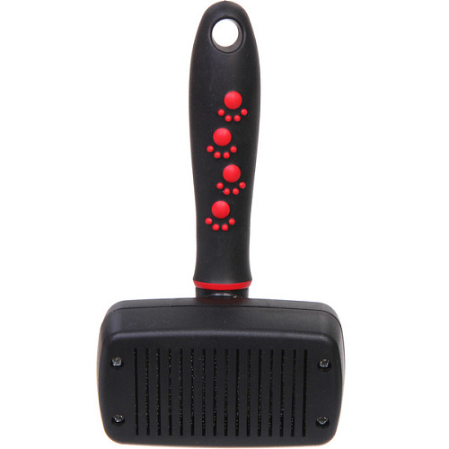 Расческа - пуходерка с кнопкой самоочистки ПРОФФ - МОЙ БРО, прорезиненная ручка, цвет серыйчерный, 1017,5см _9