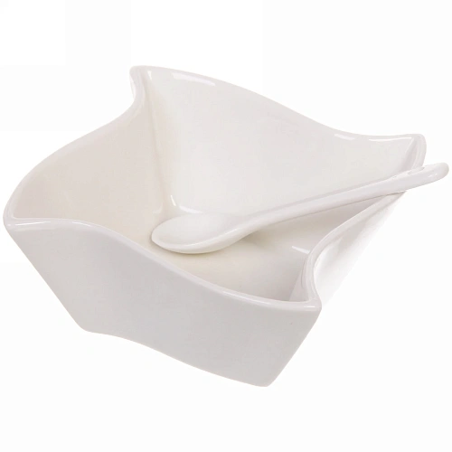 Набор соусников White magic 4шт с ложками Волна_3