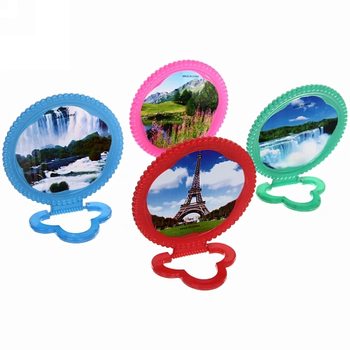 Зеркало настольное в пластиковой оправе Бусинки круг, подвесное, цвет микс, d-12см (Стикер на минивложение)_13