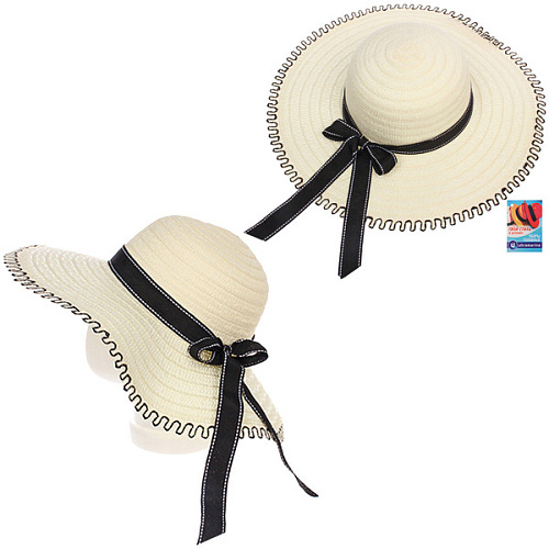 Шляпа женская с широкими полями "TiraMiSu- Майли", цвет белый, р58, ширина полей 11см