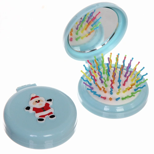 Расчёска массажная складная с зеркалом Новогодний Леденец, цвет микс, d-6см_8