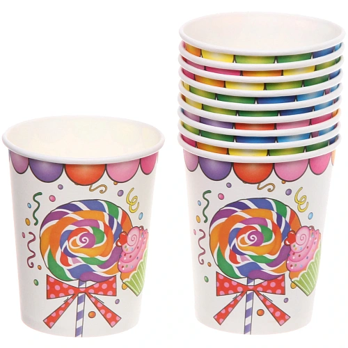 Стакан бумажный 0,2л в наборе 10 шт "Сладкий праздник"