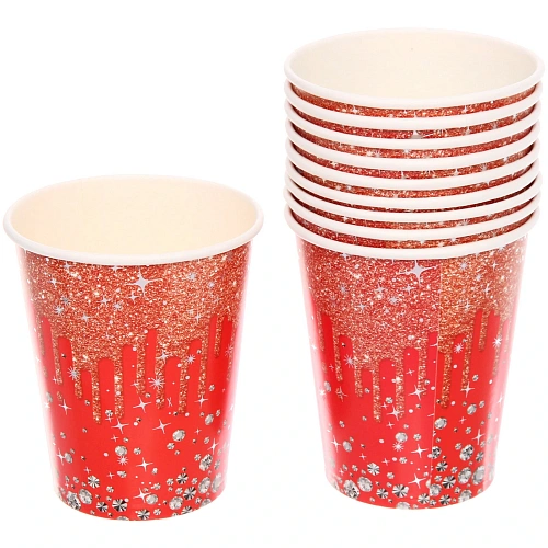 Стакан бумажный 0,2л в наборе 10 шт "Галактика", Красный