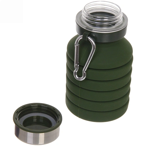 Стакан силиконовый складной 400мл Пикник с карабином_3