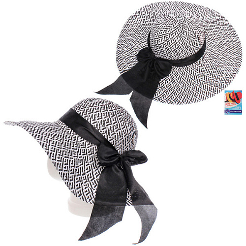 Шляпа женская с широкими полями "TiraMiSu- Шантика", черный, р58, ширина полей 11см