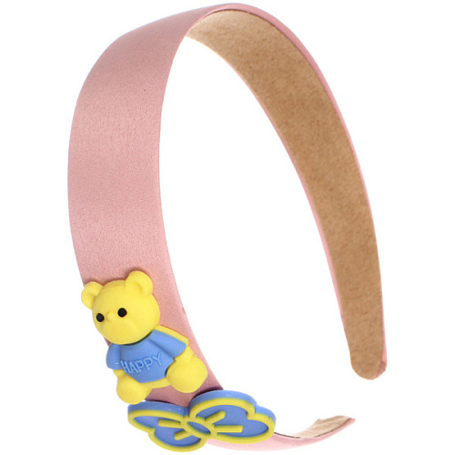 Ободок для волос детский БАМБИ БУМ, бантик и мишка, цвет розовый, лавандовый и голубой, 3см_3