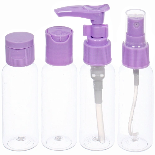 Флаконы дорожные в косметичке 4шт COMFORT, цвет фиолетовый, (404мл)_3