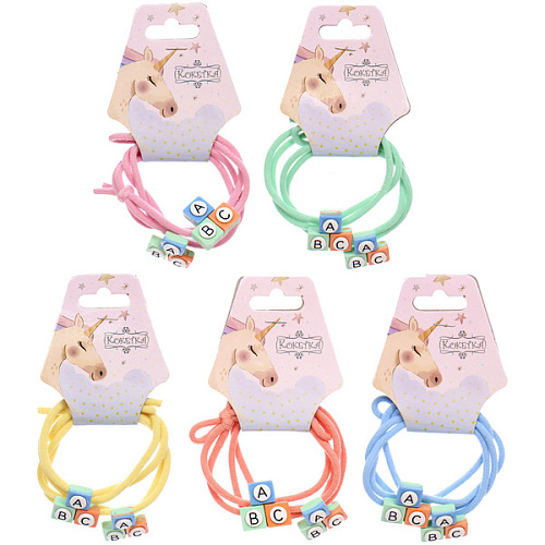 Резинки для волос 2шт "МИМИШКА", авс, микс 5 цветов, d-5,5см (подвес Единорог)
