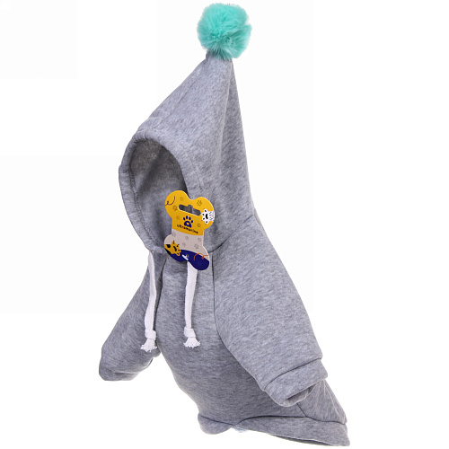 Кофта-толстовка для собаки Помпончик с капюшоном, размер XL (5640см) цвет серый Ultramarine_8