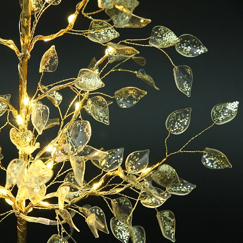 Дерево декоративное Зимнее чудо 50 cм, (с подсветкой на батарейках 2хАА), Золото_5