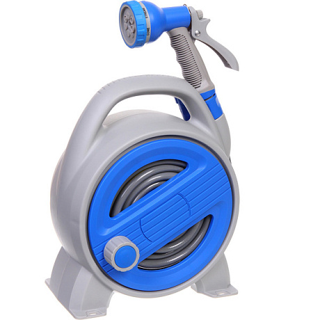 Катушка со шлангом и адаптерами "Grower"1/2"10м серо-синяя AM5045
