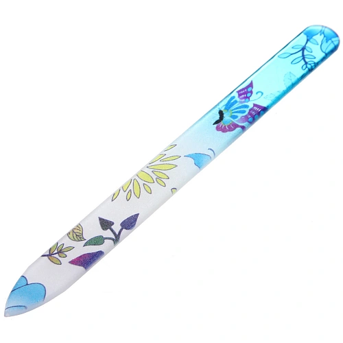 Пилка для ногтей стеклянная на блистере Ultramarine, ручка цветная в ассортименте 14см✦_20