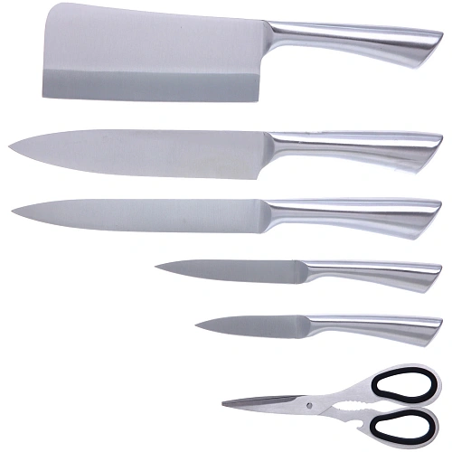 Набор ножей SHEF 7предметов (5ножей+ножницы+подставка),бежевый_4