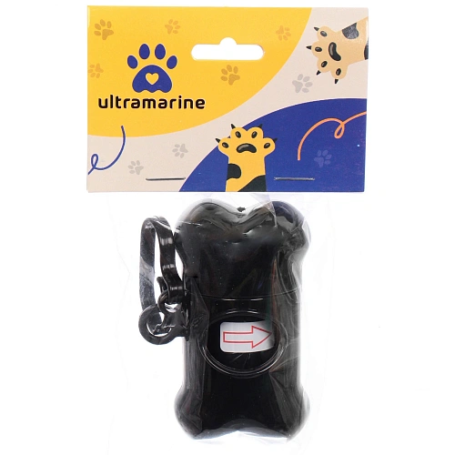 Контейнер с пакетами для уборки за собакой с карабином,цвет черный Ultramarine_6