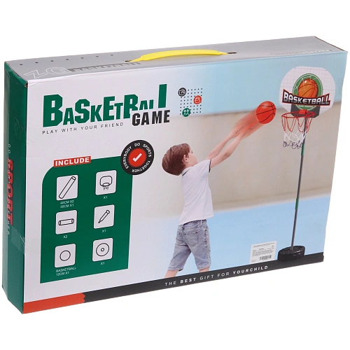 Набор тренировочный для баскетбола ZG270-225 кольцо с подставкой 150 см, сетка, мяч 12 см, насос_4