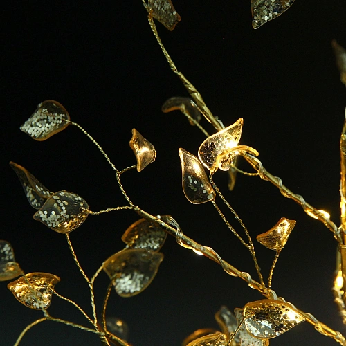 Дерево декоративное Зимнее чудо 50 cм, (с подсветкой на батарейках 2хАА), Золото_4