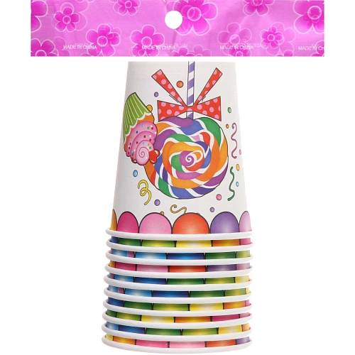 Стакан бумажный 0,2л в наборе 10 шт Сладкий праздник_4